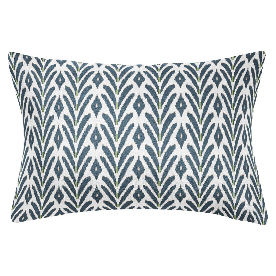 Petite Frond Navy Decorative Pillow by Laura Park featuring deep navy with subtle green accents — feather down insert included.