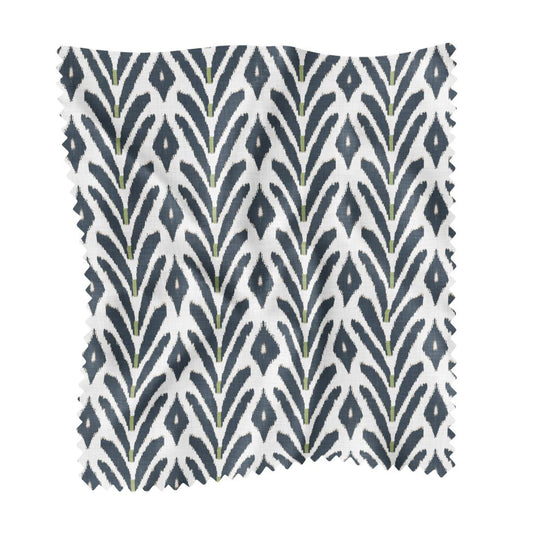 Petite Frond Navy Fabric by the Yard by Laura Park featuring botanical stripe in olive green and navy — designer upholstery and drapery — designer upholstery and drapery fabric by the yard.