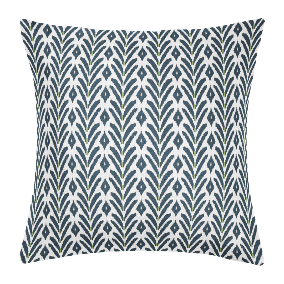 Petite Frond Navy Decorative Pillow by Laura Park featuring deep navy with subtle green accents — living room, bedroom, and sofa.