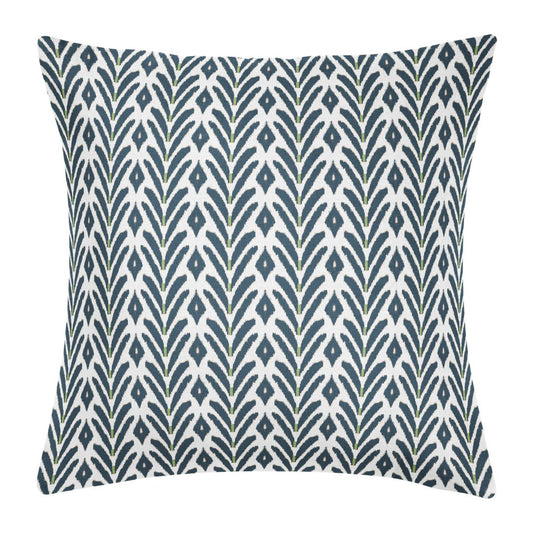 Petite Frond Navy Decorative Pillow by Laura Park featuring deep navy with subtle green accents — living room, bedroom, and sofa.