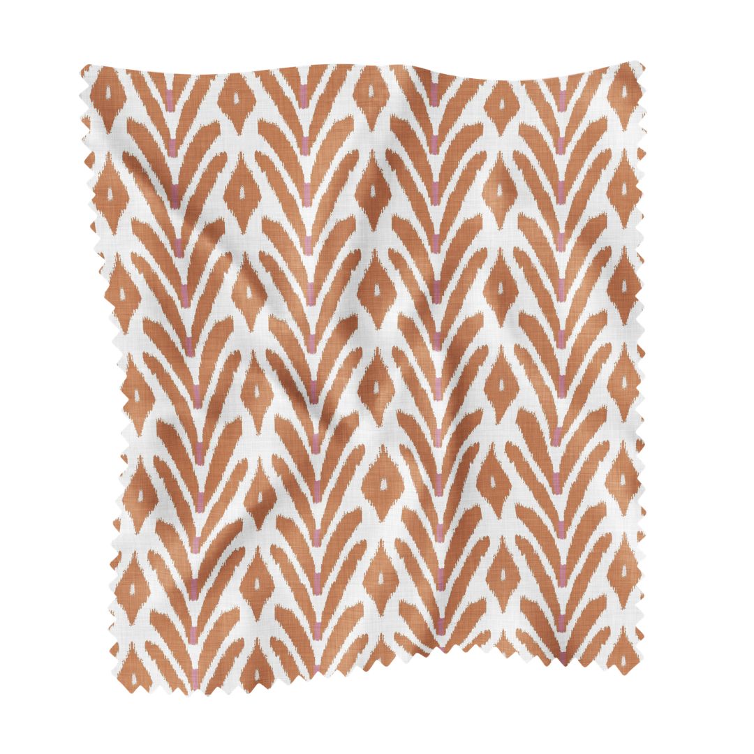 Petite Frond Orange fabric by Laura Park featuring botanical stripe in olive green and orange — designer upholstery and drapery fabric by the yard.
