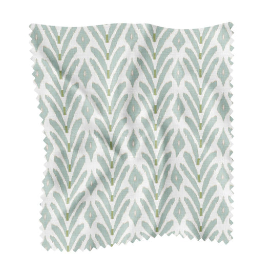 Petite Frond Blue Fabric by the Yard by Laura Park featuring botanical stripe in olive green and blue — designer upholstery and drapery — designer upholstery and drapery fabric by the yard.
