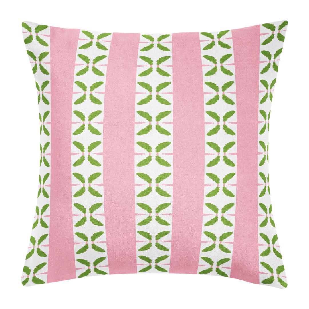 Petal Stripe Light Pink Decorative Pillow by Laura Park — accent throw pillow for bedroom and living room.