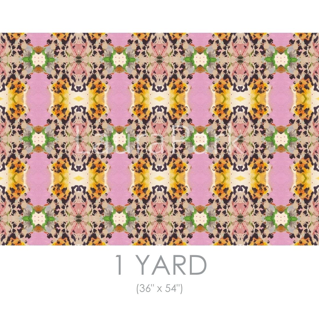 Tiger Lily upholstery fabric by Laura Park in vibrant florals in pink, orange, green, and blue — linen cotton for custom furniture and drapery.