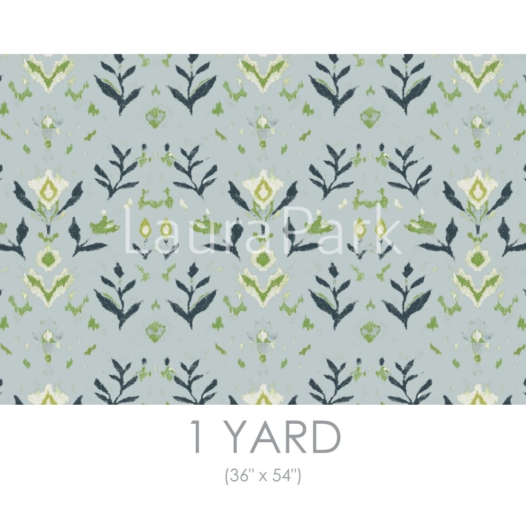 Petal Garden Navy Sample Swatch by Laura Park featuring floral motifs on a solid navy background — linen cotton for custom furni — designer upholstery and drapery fabric by the yard.