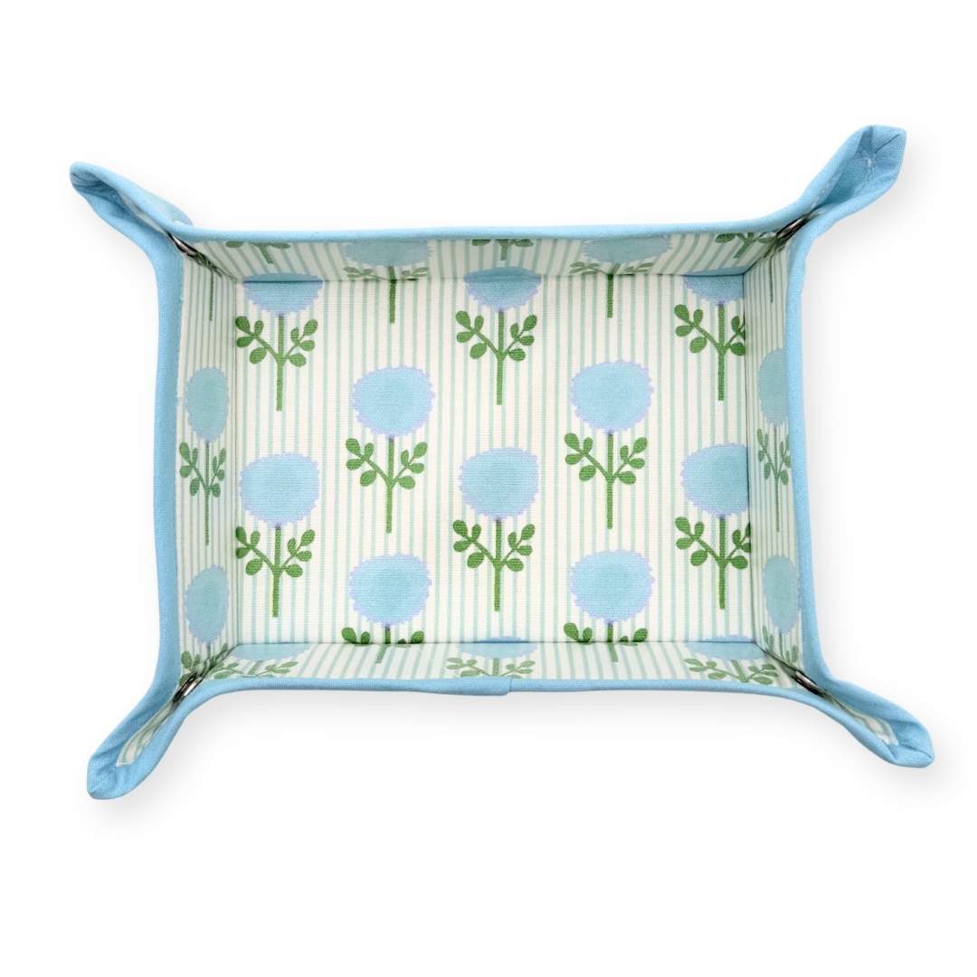 Marigold Ticking Stripe Blue Snap Tray by Laura Park — signature print home and lifestyle product.