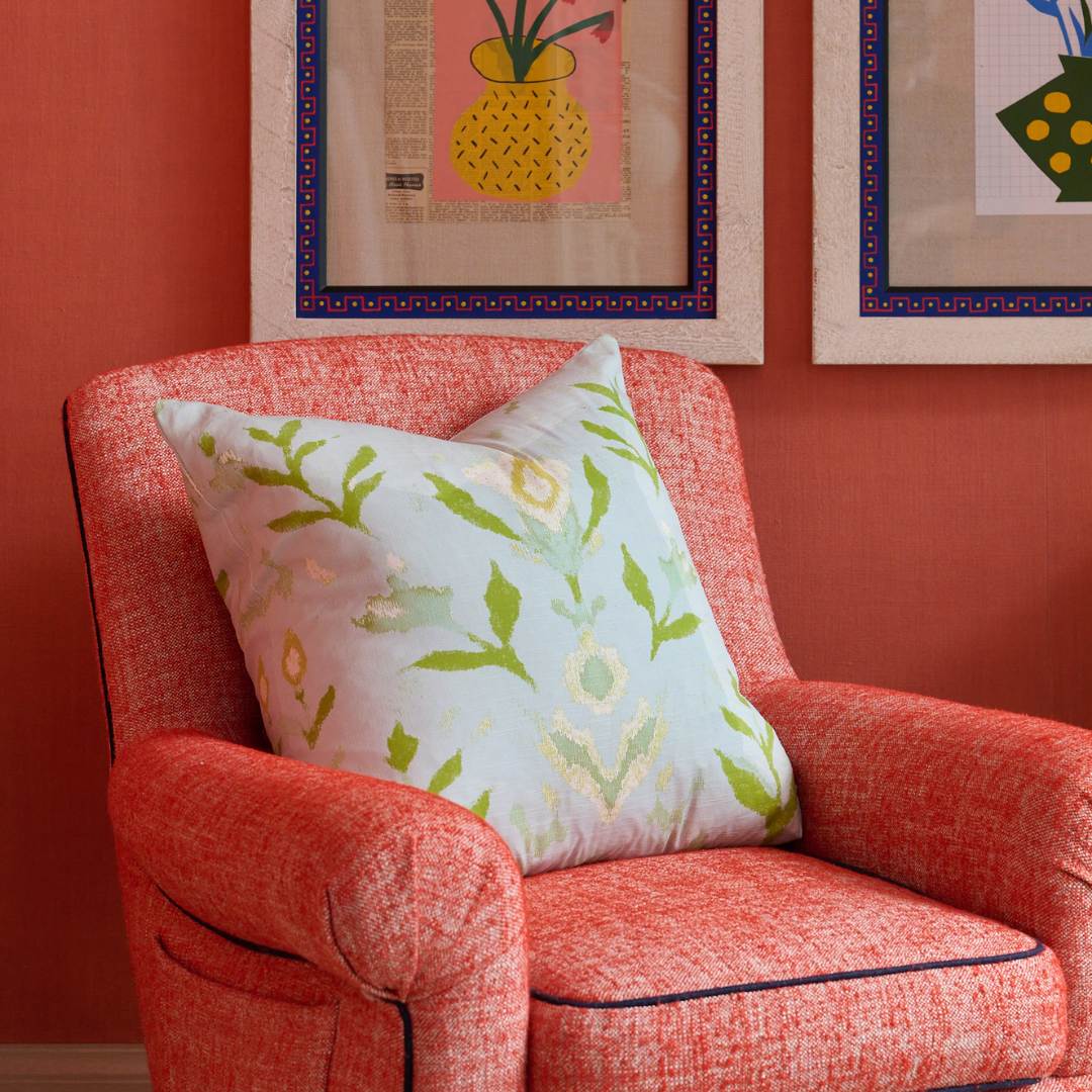 Petal Garden Aqua Decorative Pillow by Laura Park featuring floral motifs on a solid aqua background — accent throw pillow for bedroom — accent throw pillow for bedroom and living room.