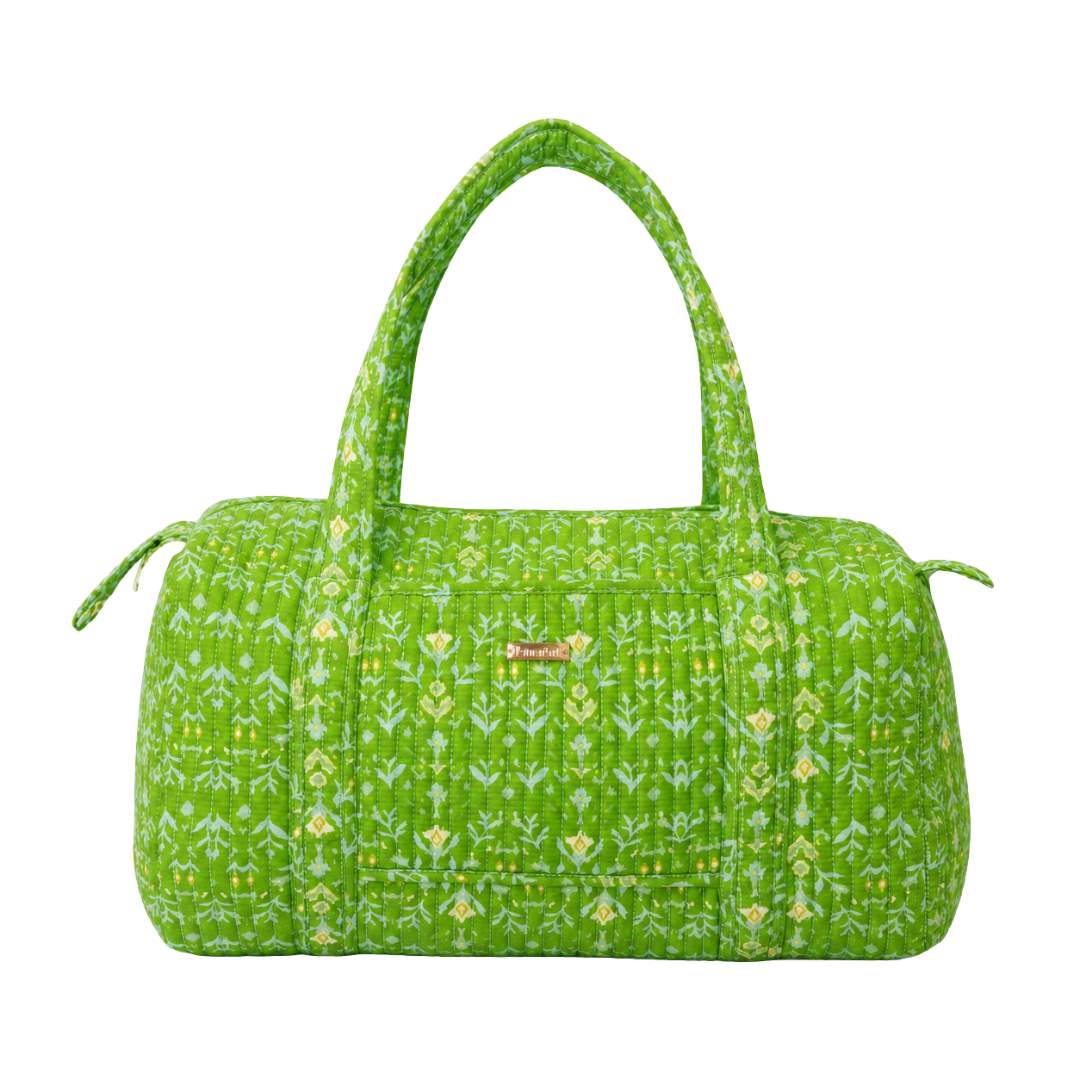 Petal Garden Green Signature Quilted Duffle Bag