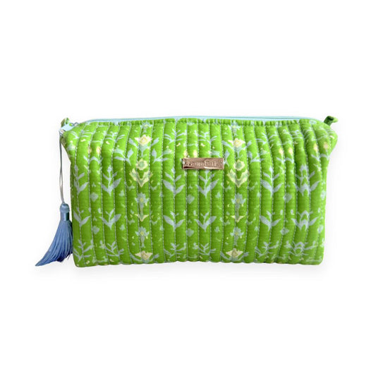 Petal Garden Green Signature Large Cosmetic Bag by Laura Park — signature print home and lifestyle product.