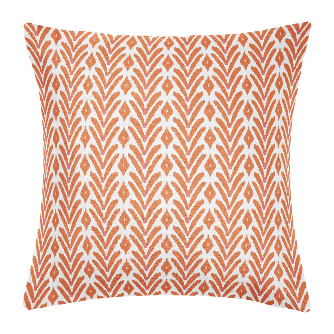 Petite Frond Orange Decorative Pillow by Laura Park — living room, bedroom, and sofa.