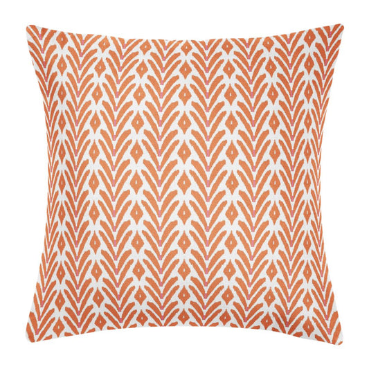 Petite Frond Orange Decorative Pillow by Laura Park — living room, bedroom, and sofa.