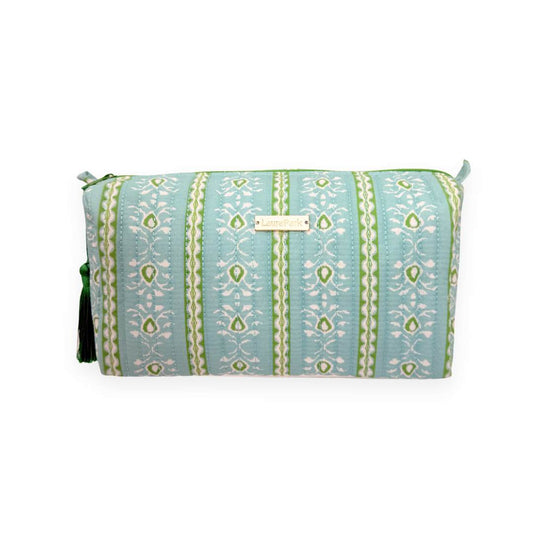 Rosemary Stripe Blue Signature Large Cosmetic Bag by Laura Park — signature print home and lifestyle product.