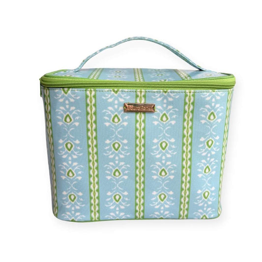 Rosemary Stripe Blue Train Case by Laura Park — signature print home and lifestyle product.