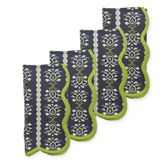 Rosemary Stripe Indigo Scalloped Dinner Napkins by Laura Park — signature print home and lifestyle product.