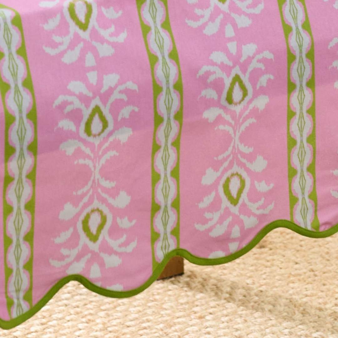Rosemary Stripe Pink Square Game Tablecloth by Laura Park — signature print home and lifestyle product.