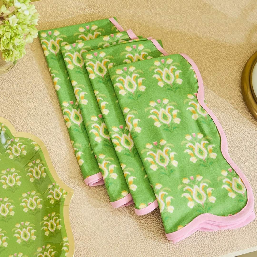 Rosemary Meadow Scalloped Dinner Napkins by Laura Park — signature print home and lifestyle product.