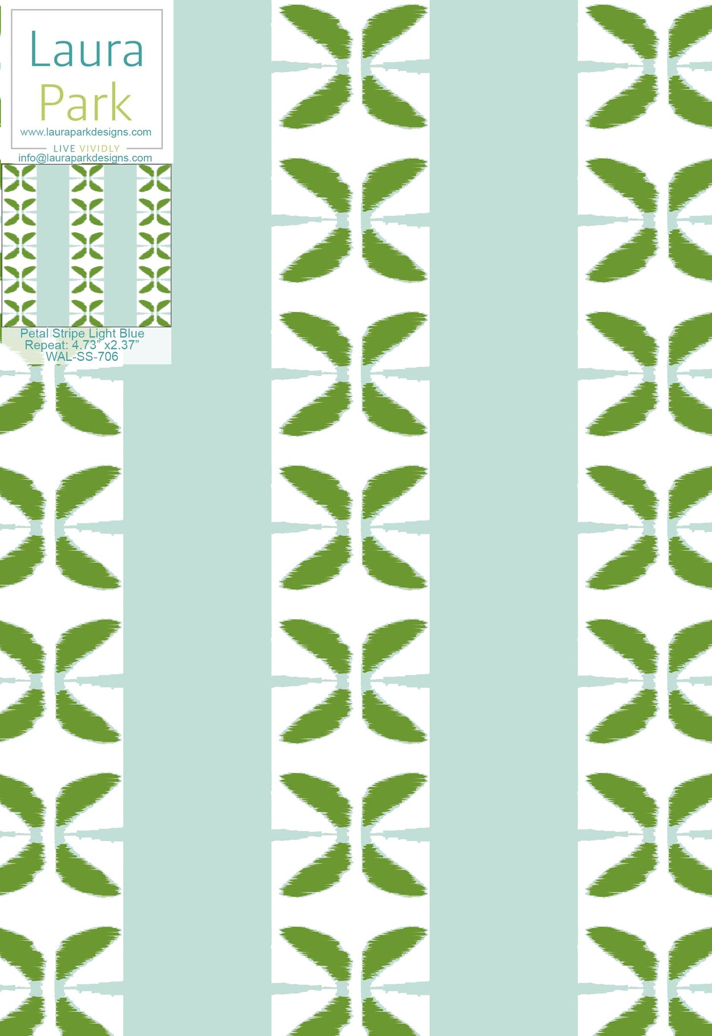 Petal Stripe Light Blue Wallpaper