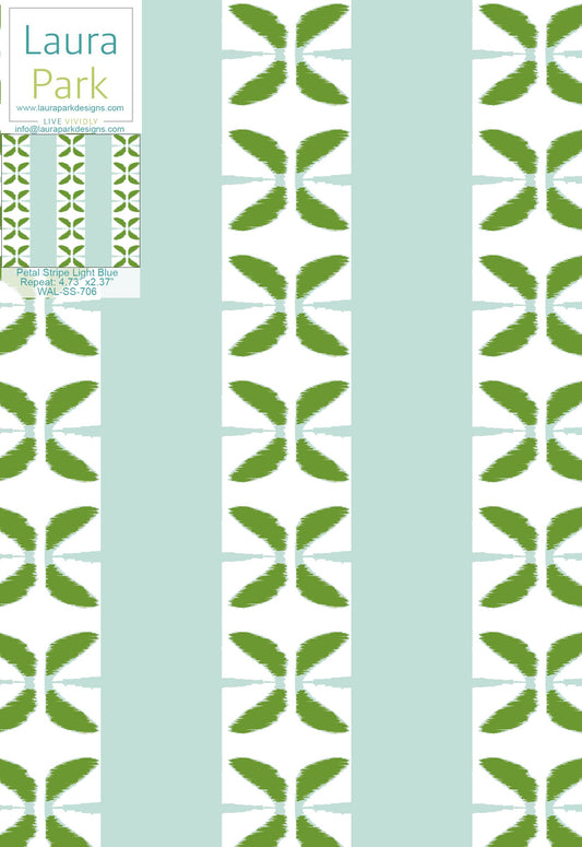 Petal Stripe Light Blue Wallpaper