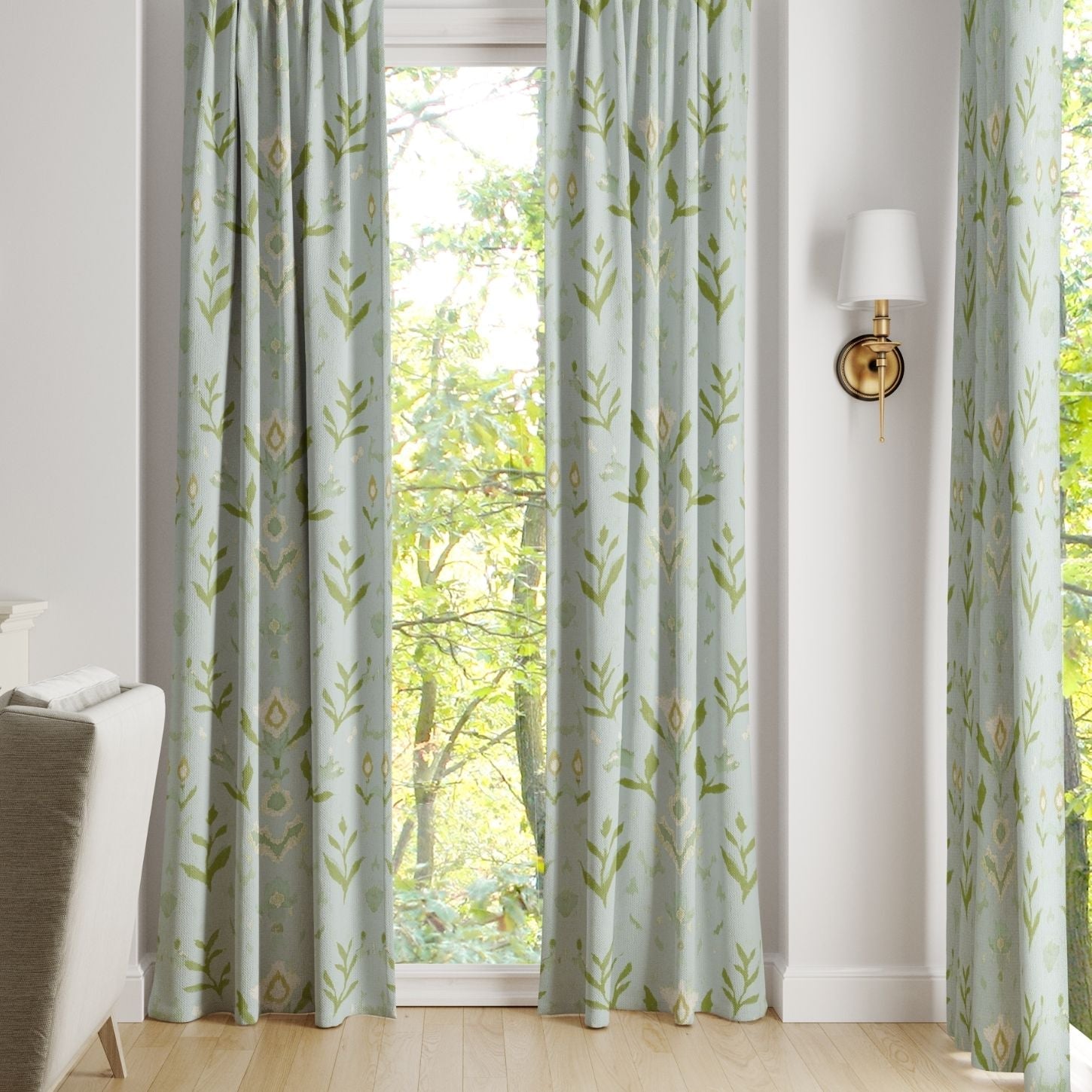Petal Garden Aqua Curtain Panel by Laura Park — signature print home and lifestyle product.